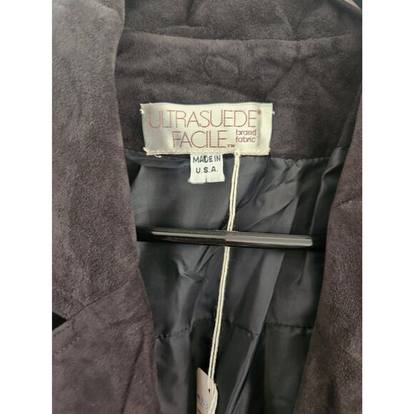 Women's Vintage Black Ultra Suede Trench Coat Duster 1970s Size 4 Gino Rossi - Picture 9 of 16